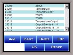 Datalogging Setup - Descriptions Screen